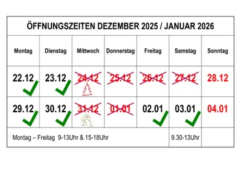 Öffnungszeiten Weihnachten Kalender 2025